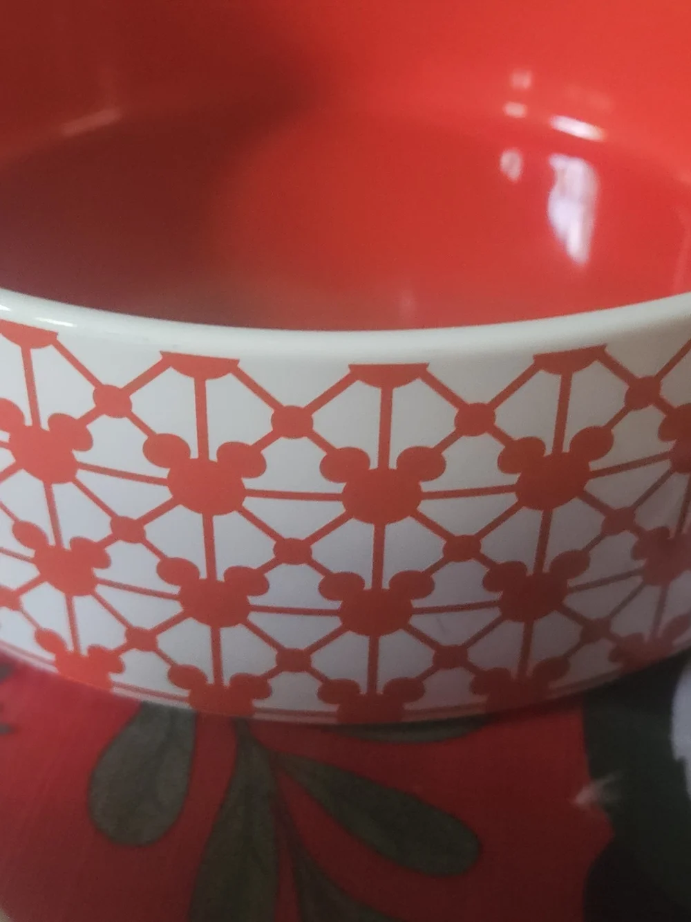 Disney Red and White Mickey Christmas (Or Year-round) Ceramic Dog Bowl Set Of 3